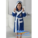 Детский халат для мальчика (синий с белым)